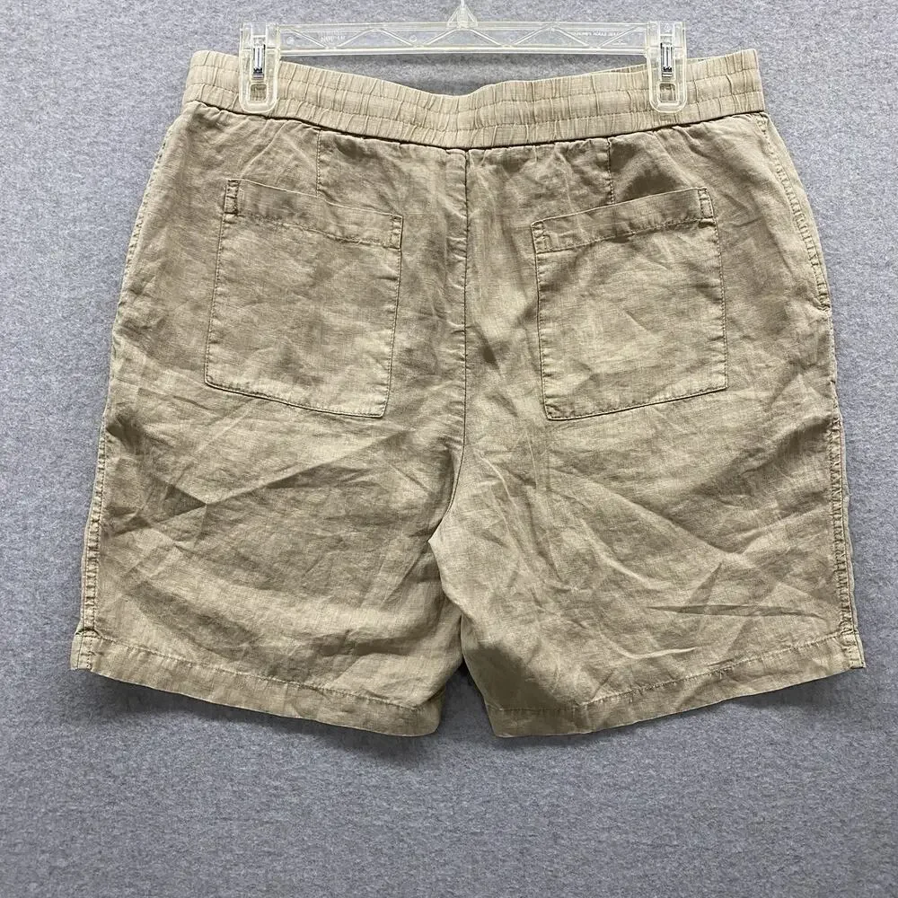 James Perse Men’s 100% Linen Drawstring Shorts Size 3 Beige Coastal Quiet Luxury